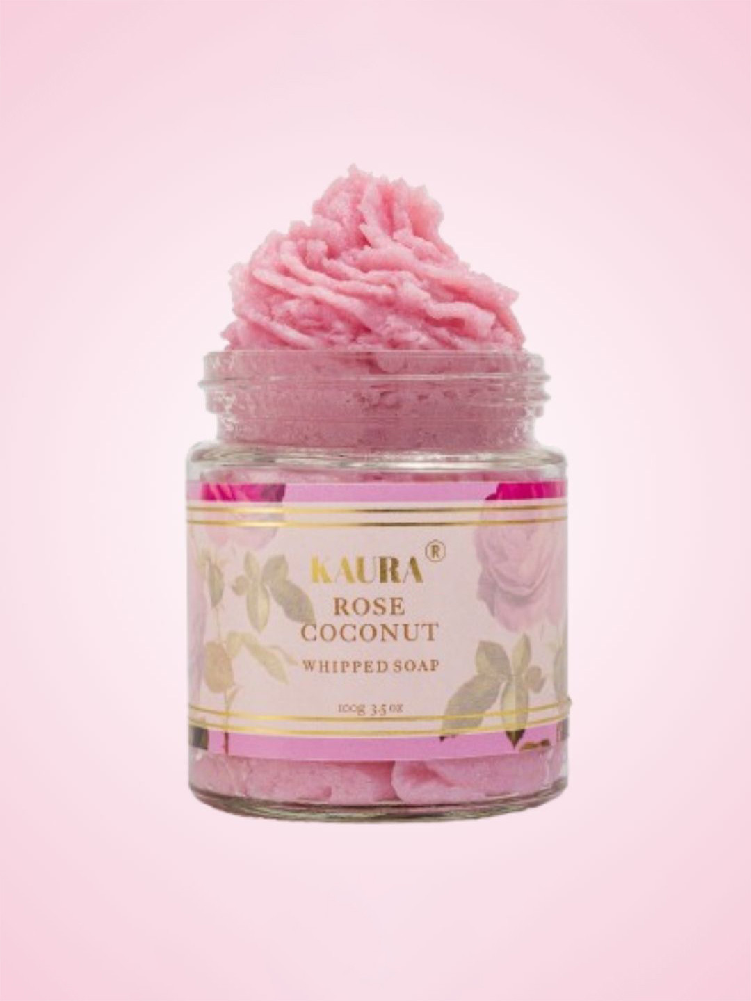 KAURA Rose Coconut Whipped Soap Made With Raw Rose Petals- 120 g