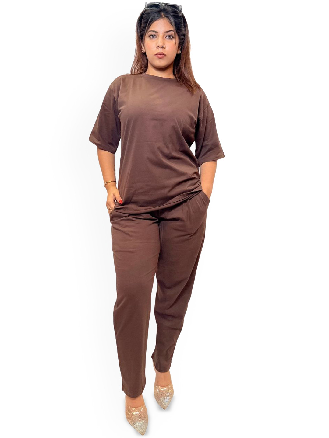 JAC INDIAN Round Neck Pure Cotton T-Shirt With Trousers
