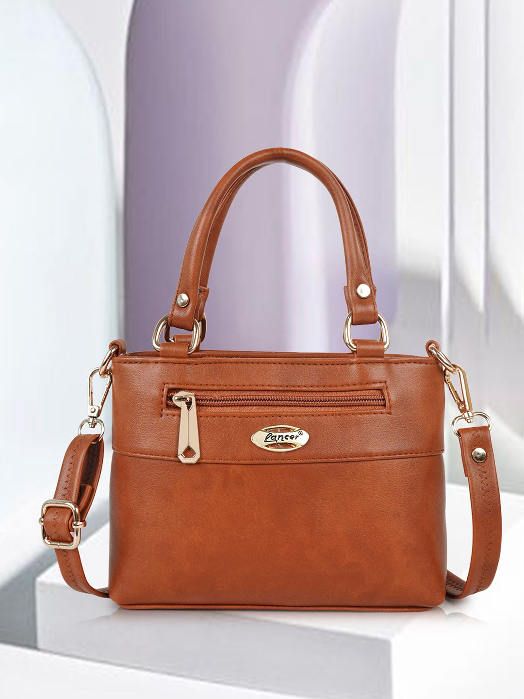 Lancer Women Solid Structured Leather Handheld Bag