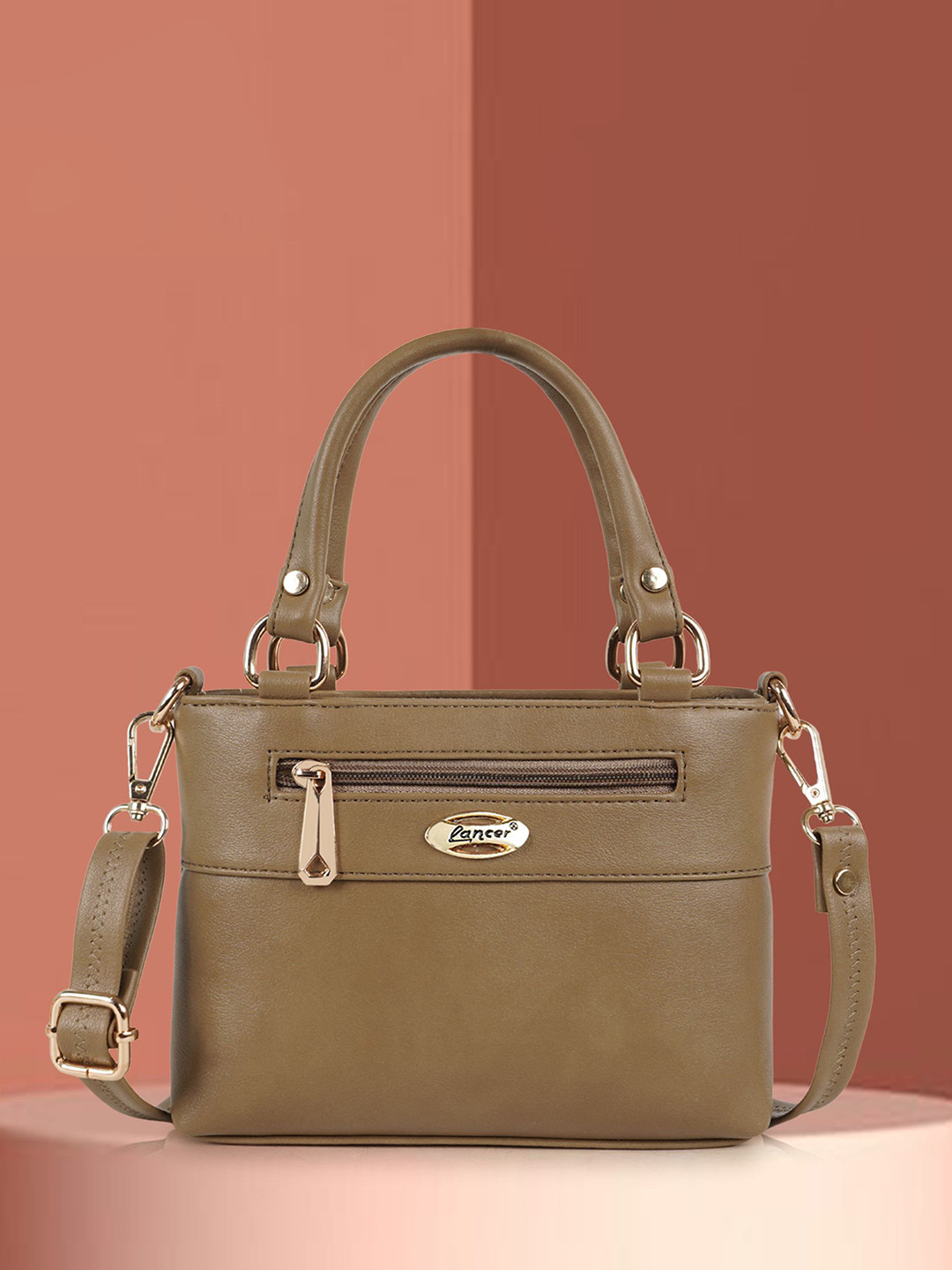 Lancer Women Solid Structured Leather Handheld Bag