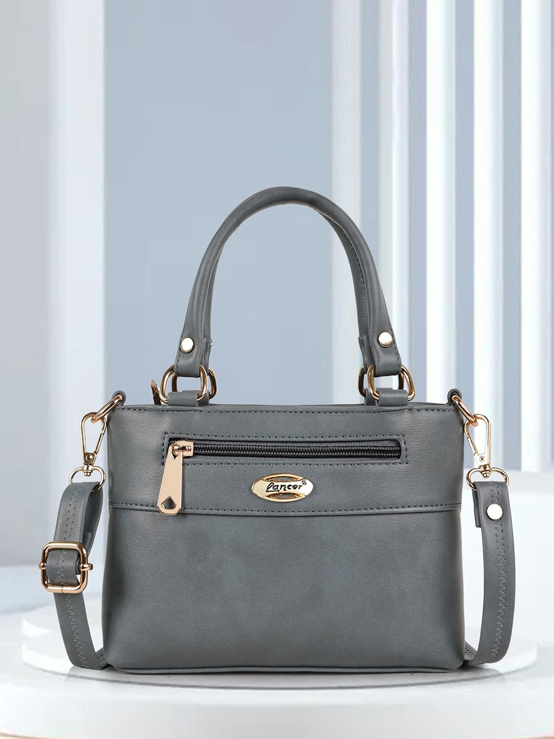 Lancer Women Solid Vegan Leather Crossbody Satchel Bag