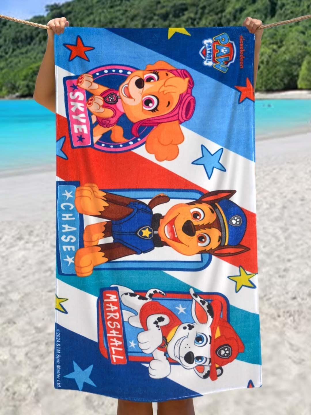 Athom Living Kids Blue Paw Patrol Character Printed Pure Cotton 350 GSM Bath Towel