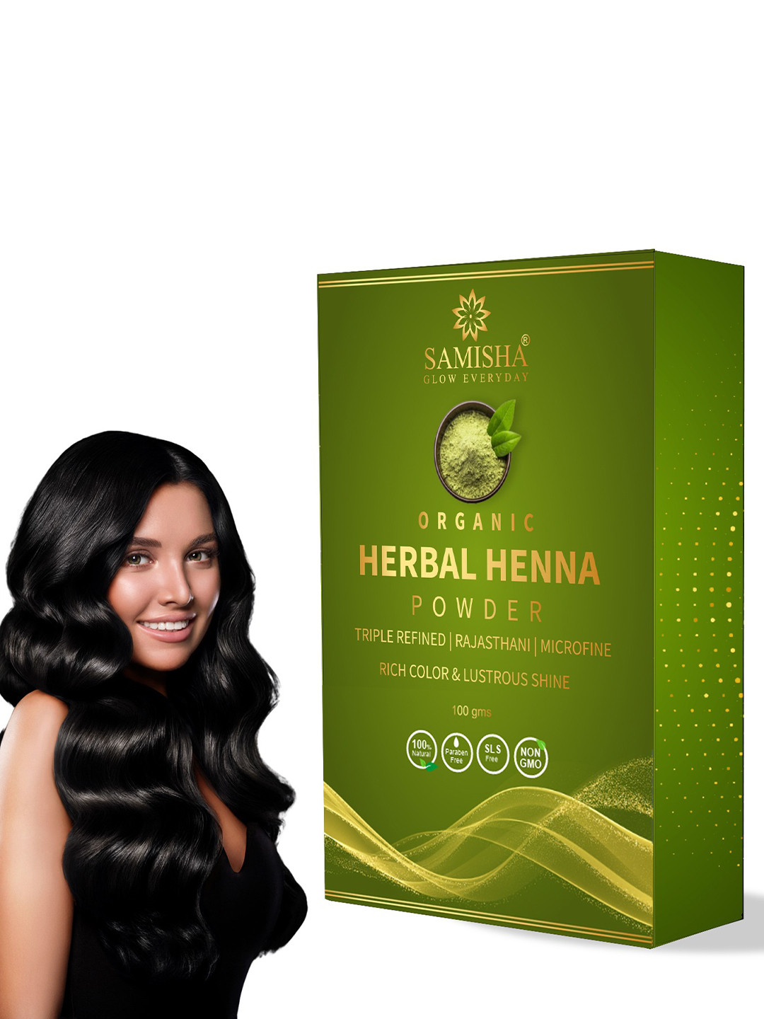 SAMISHA Natural Henna Powder For Rich Vibrant Hair Color & Conditioning - 100g