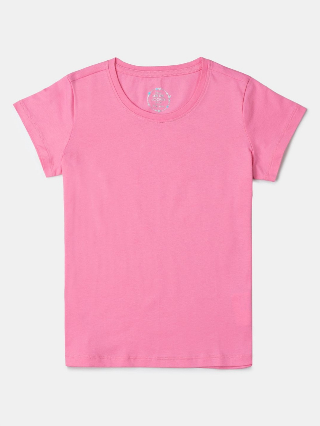 Jockey Girl's Super Combed Cotton Solid Regular Fit Round Neck Short Sleeve T-Shirt - RG02
