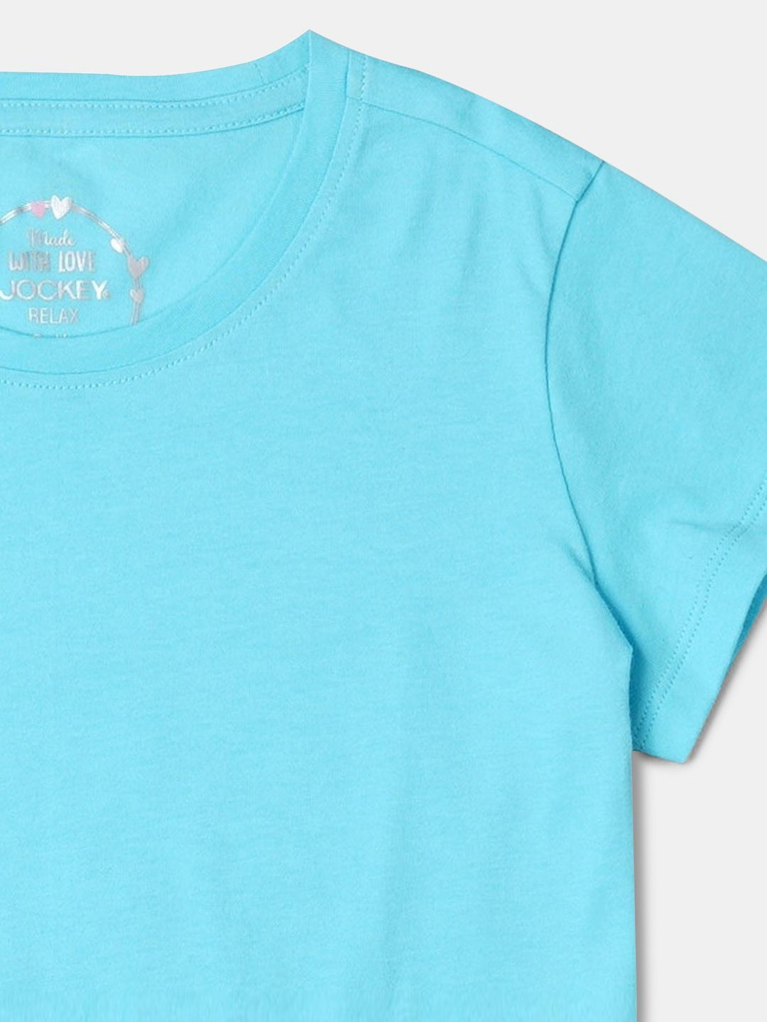 Jockey Girl's Super Combed Cotton Solid Regular Fit Round Neck Short Sleeve T-Shirt - RG02