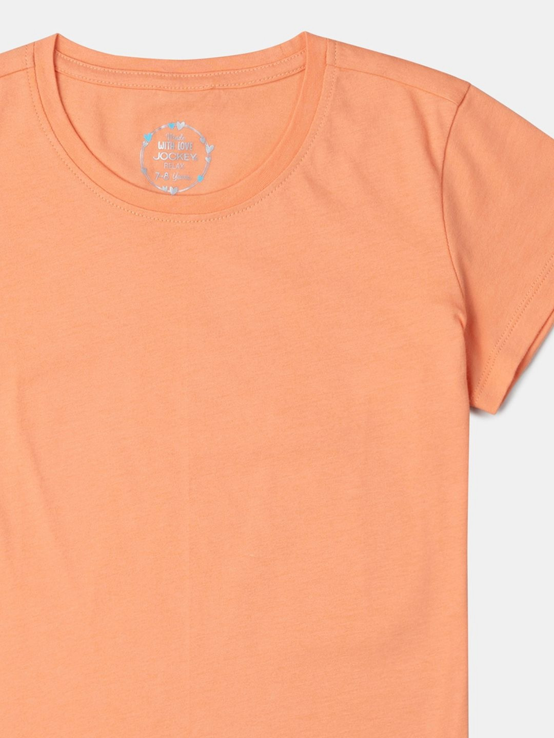 Jockey Girl's Super Combed Cotton Solid Regular Fit Round Neck Short Sleeve T-Shirt - RG02
