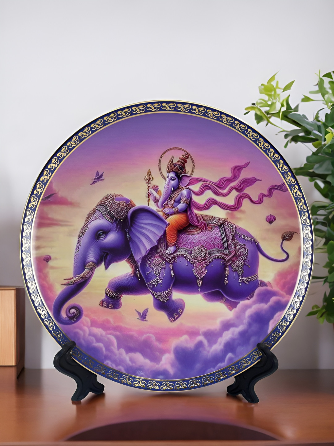 The Decor Lane Indian Mythological Scene Ceramic Ethnic Motifs Glossy Hall Wall Plates-8In