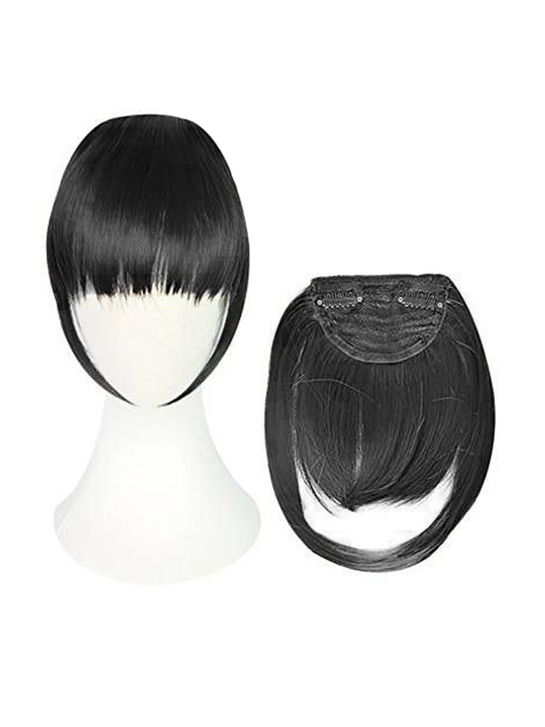 CRIBE Clip-In Scalp Topper Straight Fringe Hair Extension - 6 Inch - Black