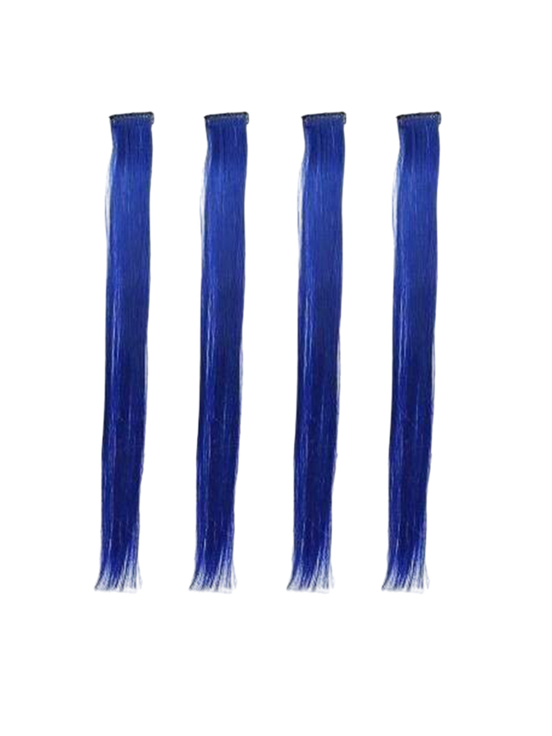 CRIBE Set Of 4 Clip In Straight Colored Strand Hair Extension - Blue - 24 Inch Each