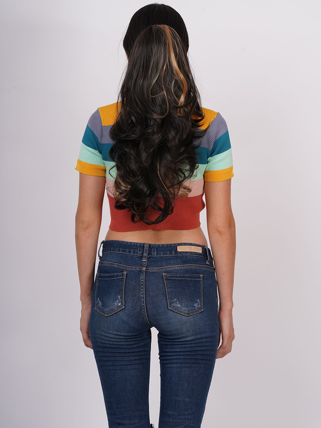 CRIBE Clip-In Ponytail Curly Hair Extension - Golden Highlight - 26 Inch