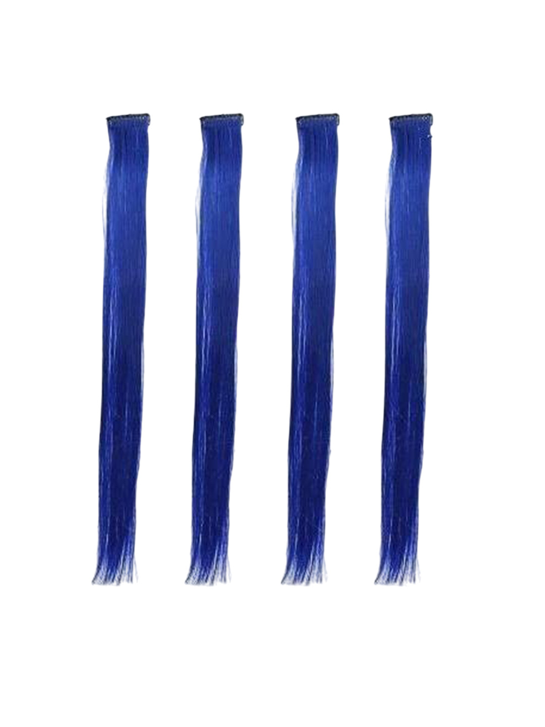 CRIBE Set Of 4 Clip-In Coloured Strand Straight Hair Extensions - Blue - 22 Inch