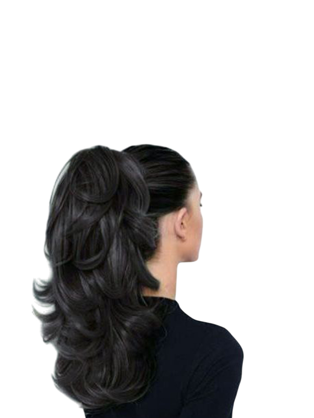 CRIBE Clip In Wavy Ponytail Hair Extension - Black - 24 Inch
