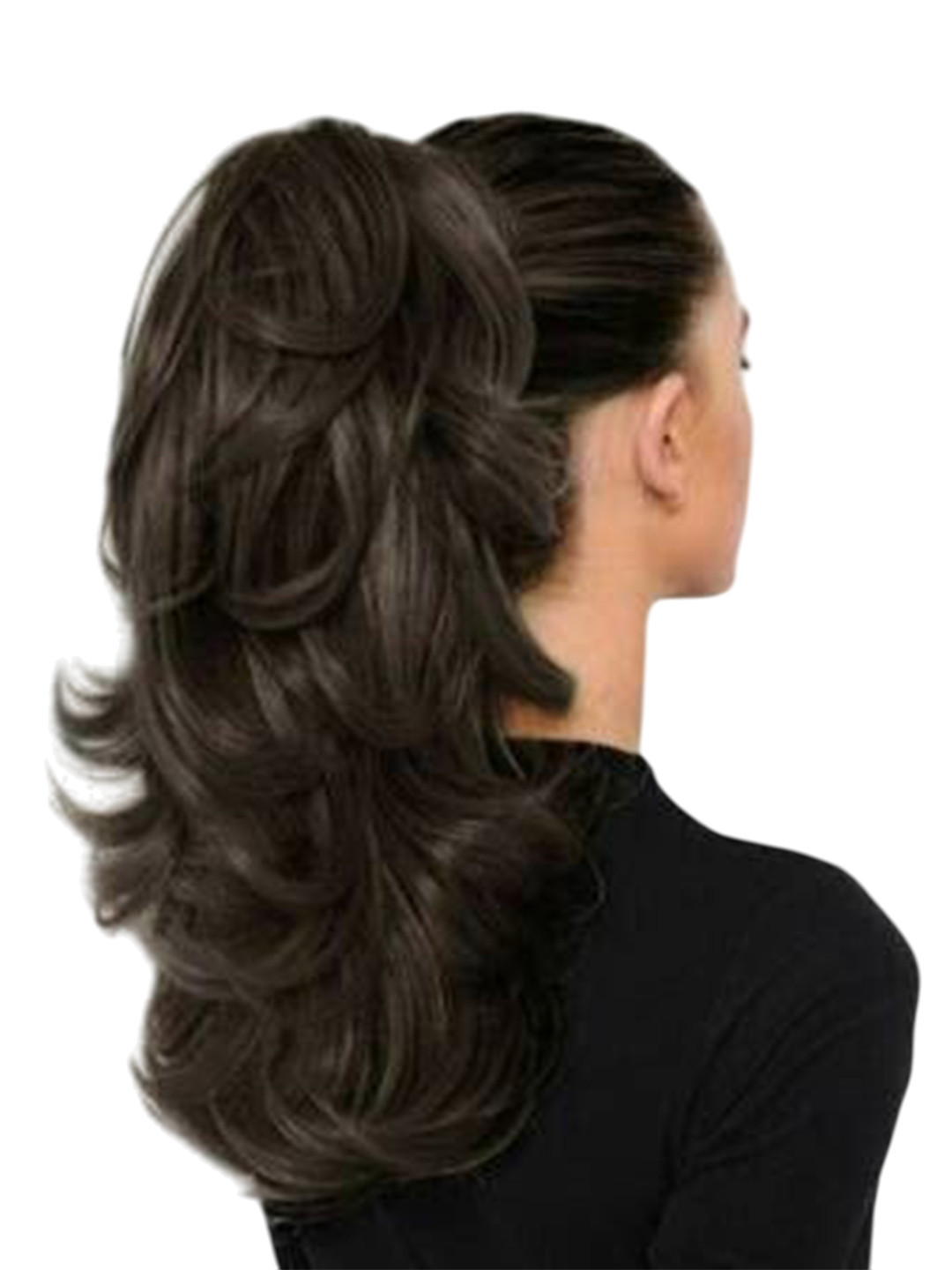 CRIBE Clip-In Clutcher Based Curly Ponytail Hair Extension - Brown - 18 Inch