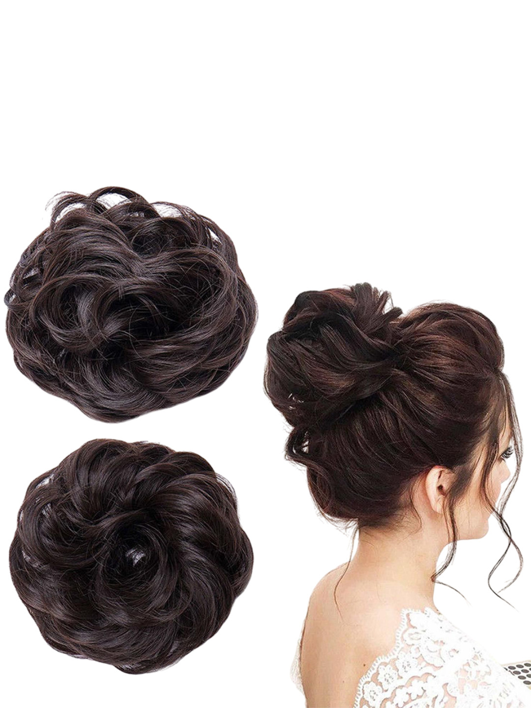 CRIBE Halo Wavy Bun Hair Extension - Brown- 6 Inch