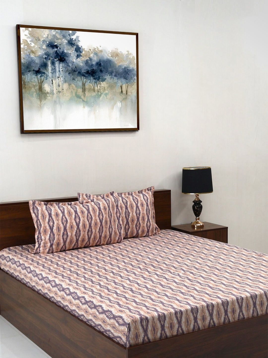 Steve & Anderson Elevate Purple Ethnic Motifs Microfiber 164 TC Queen Bedsheet with 2 Pillow Covers-88 x 100 inches