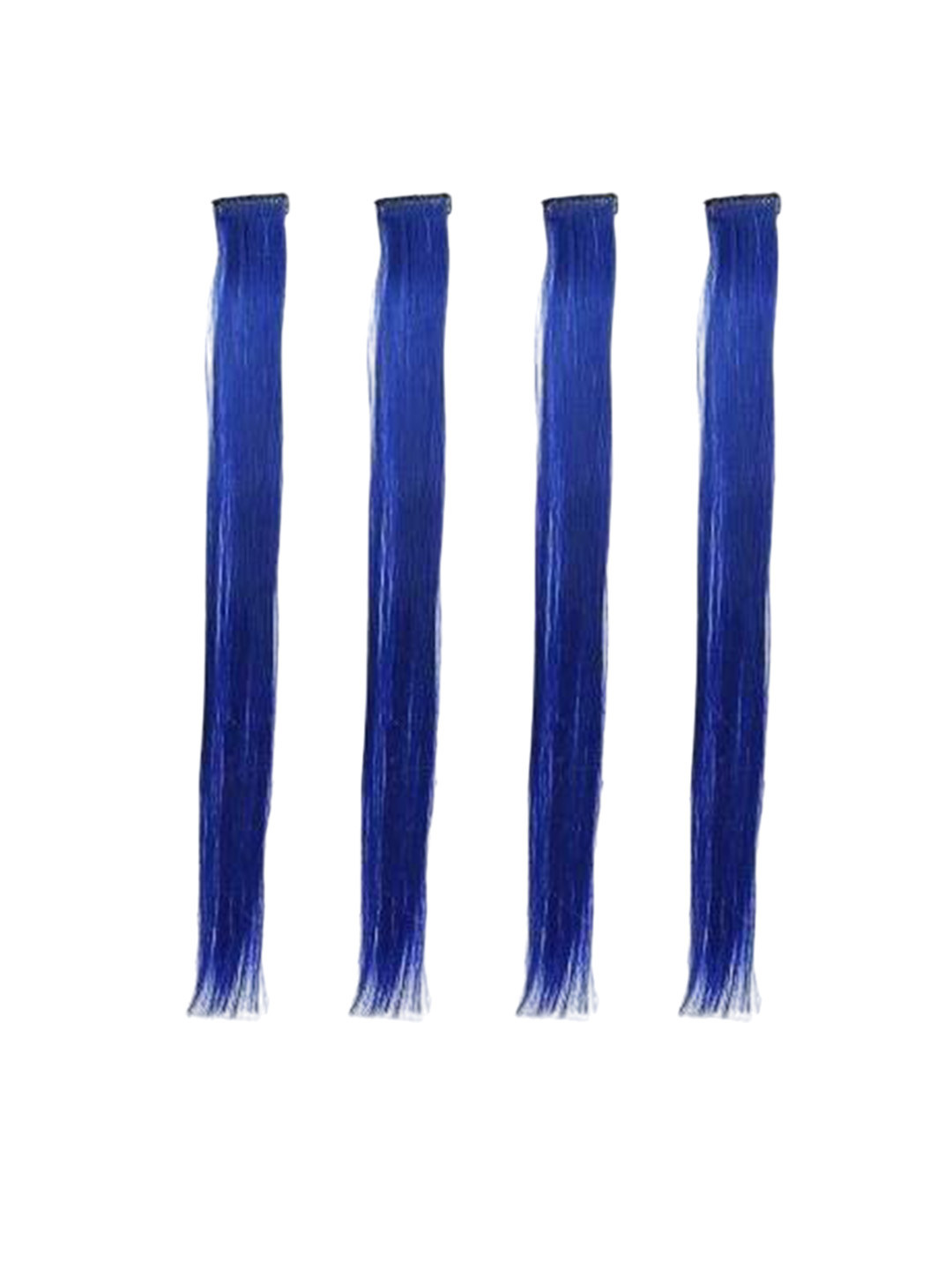 CRIBE Set Of 4 Clip In Straight Colored Strand Hair Extension- Blue- 24 Inch Each