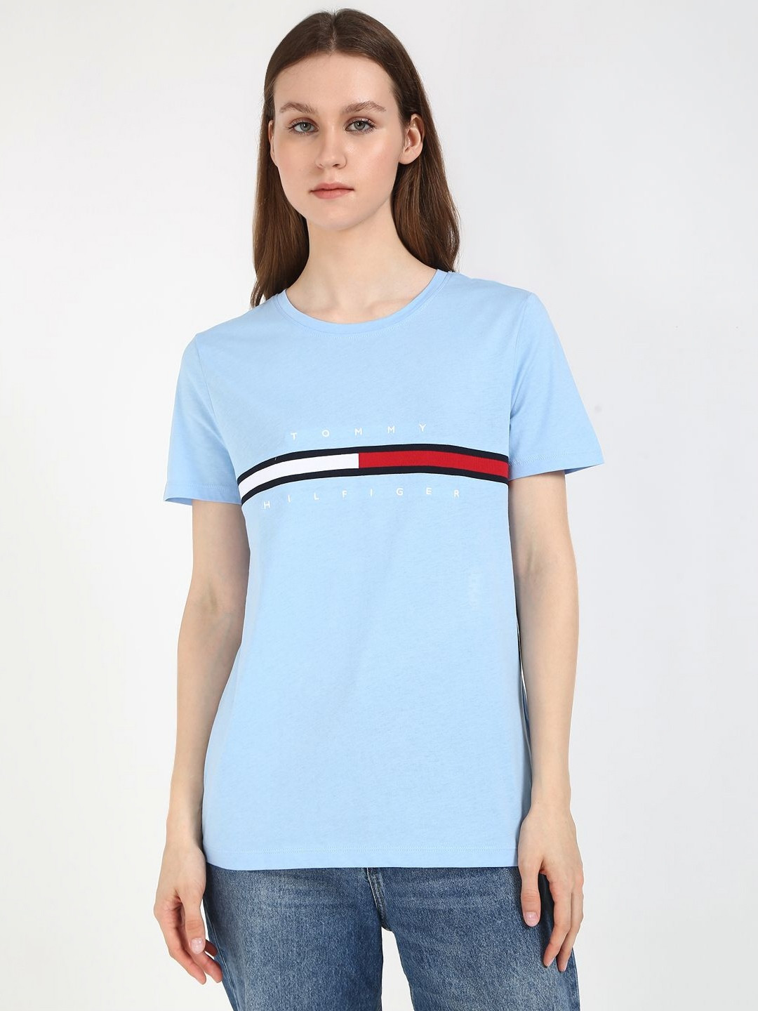 Tommy Hilfiger Women TINA MADISON Typography Printed Round Neck Cotton T-shirt