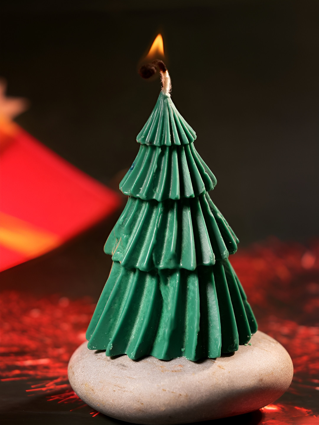 Dhrohar Christmas Festive Scented 1 Wick Pine Solid Tree Pillar Candles