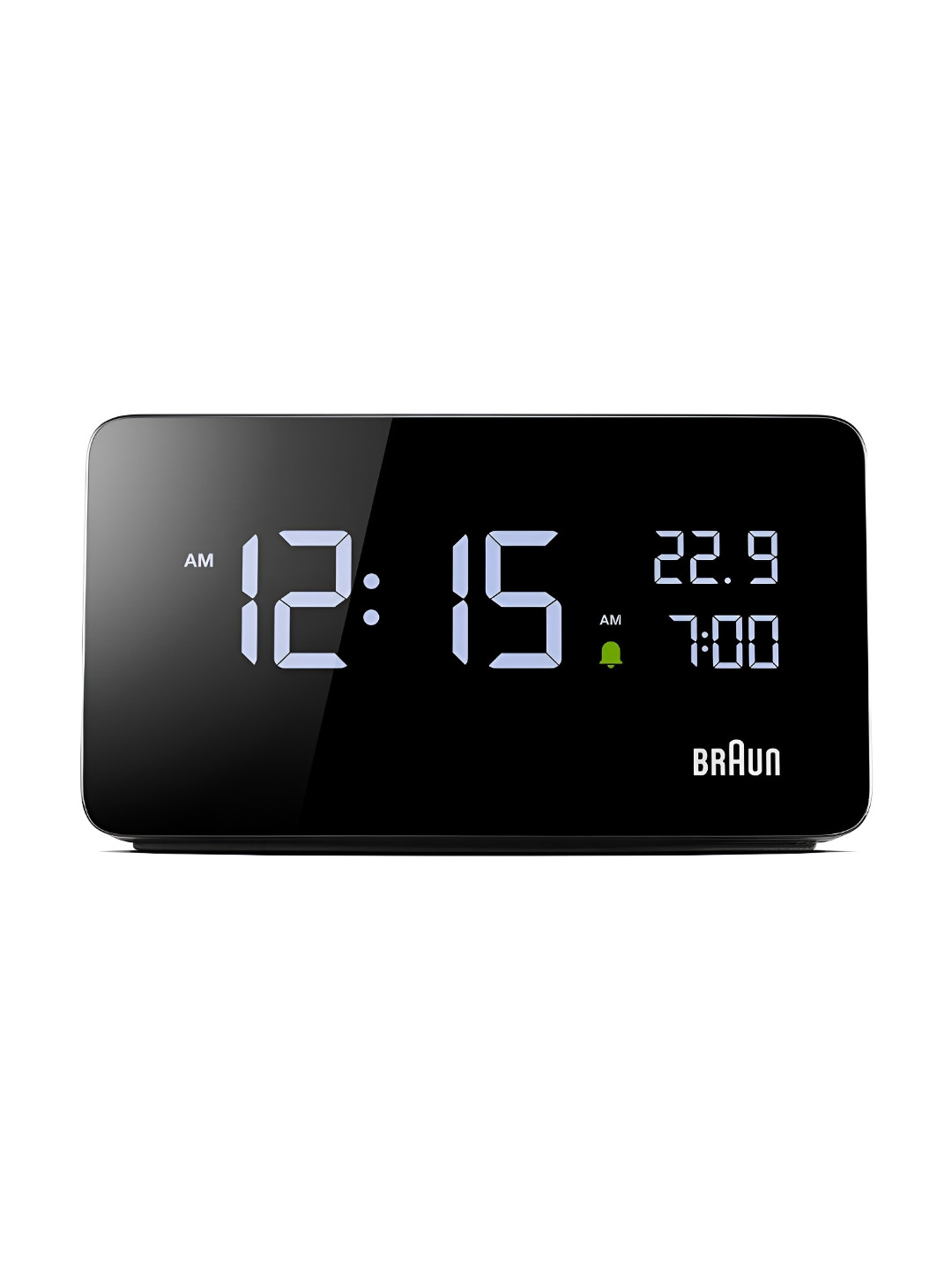 Braun Black Rectangle Shaped Digital Alarm Clock With LCD Display