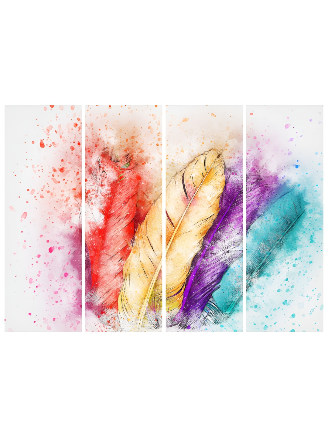 Inephos Creative Artwork Pink & Blue 4 Pieces Printed Vinyl Wall Arts