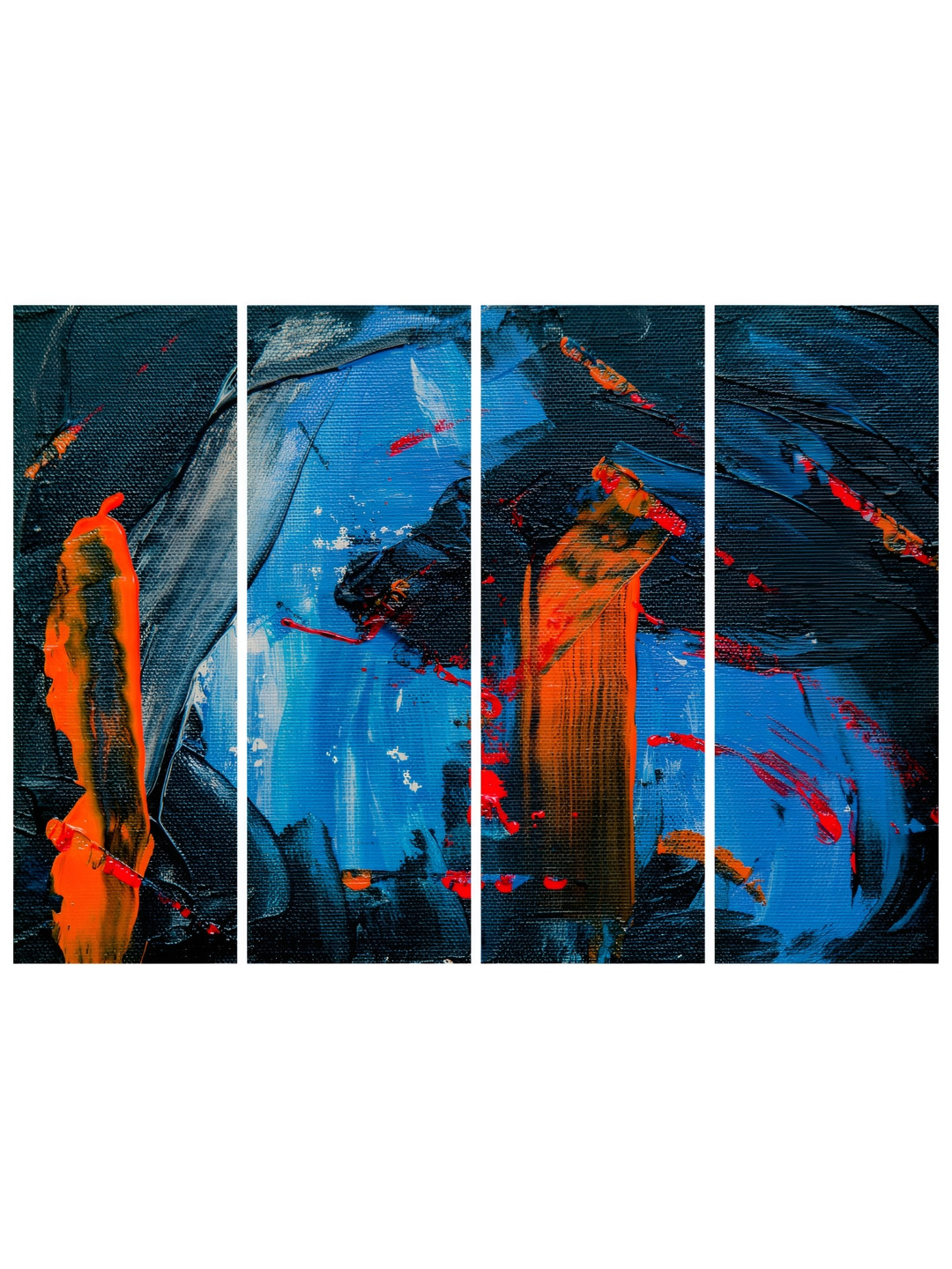 Inephos Creative Artwork Blue & Orange 4 Pieces Abstract Printed Vinyl Wall Art