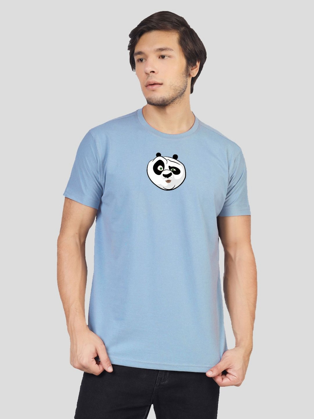Greylongg Men Yorksteadd 2076 Kung Fu Panda Graphic Printed Round Neck T-shirt