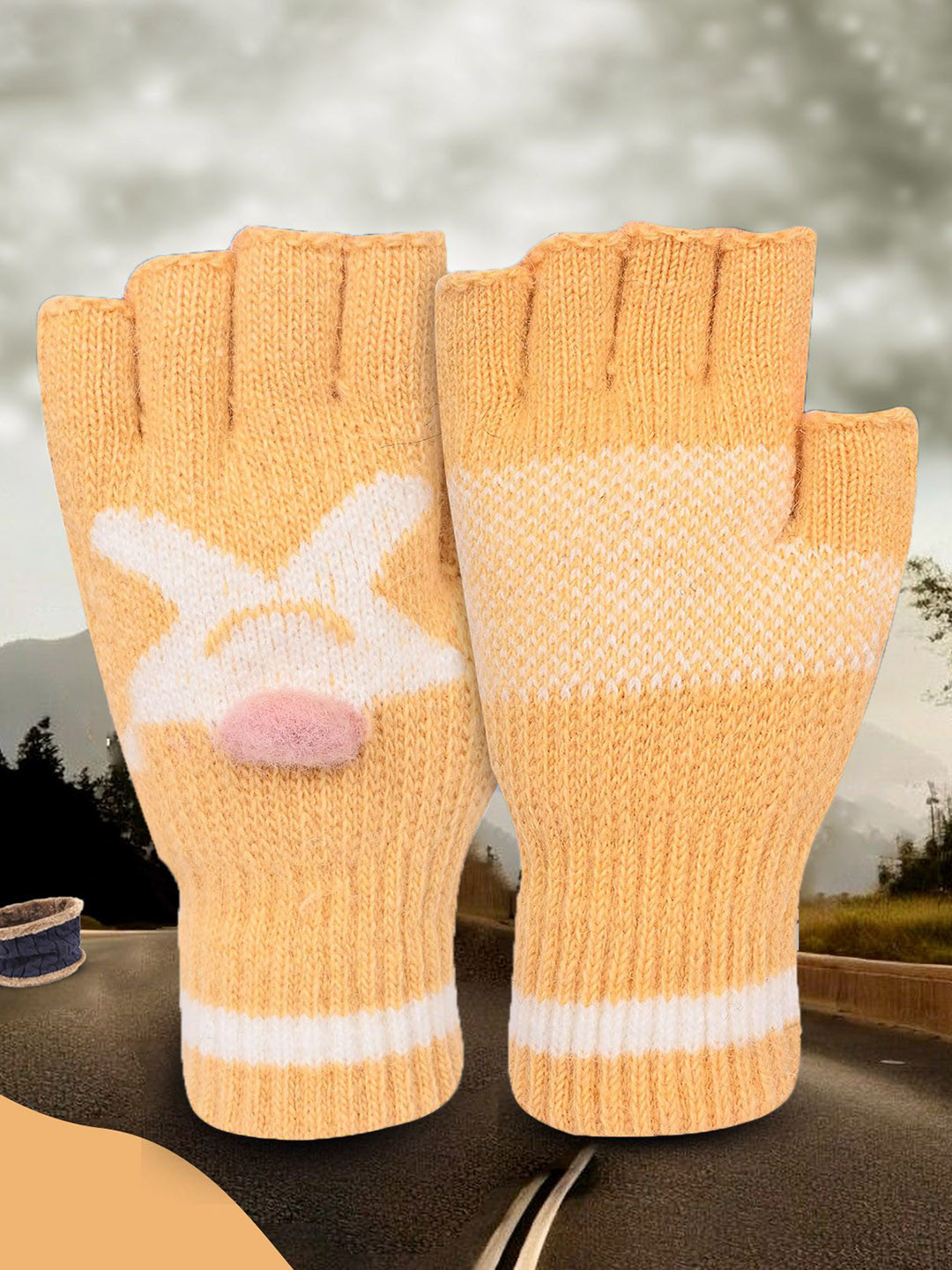 LOOM LEGACY Women Patterned Fingerless Winter Gloves