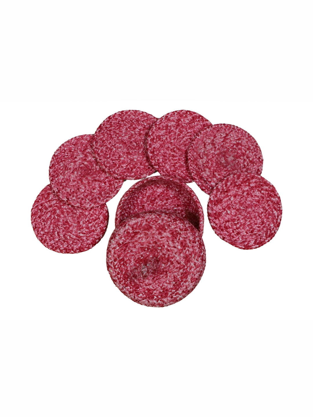 LADLI JEE Pink & White 6 Pieces Textured Round Coasters With Lid Basket