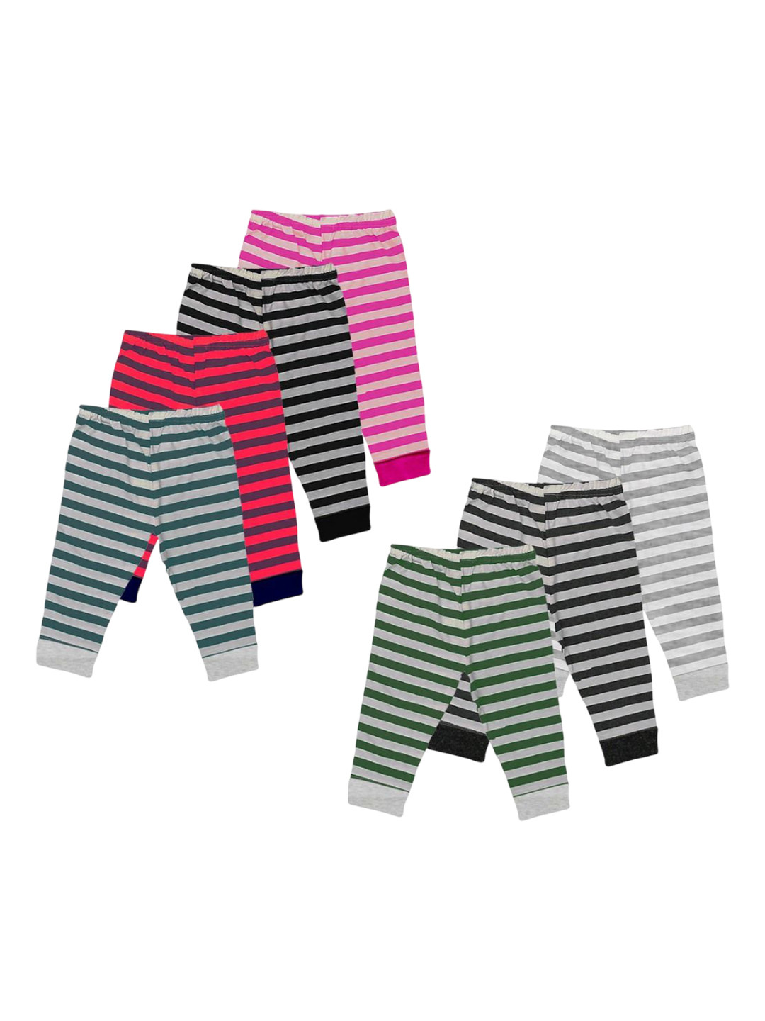 Lenam Kids Pack Of 7 Striped Pure Cotton Track Pants