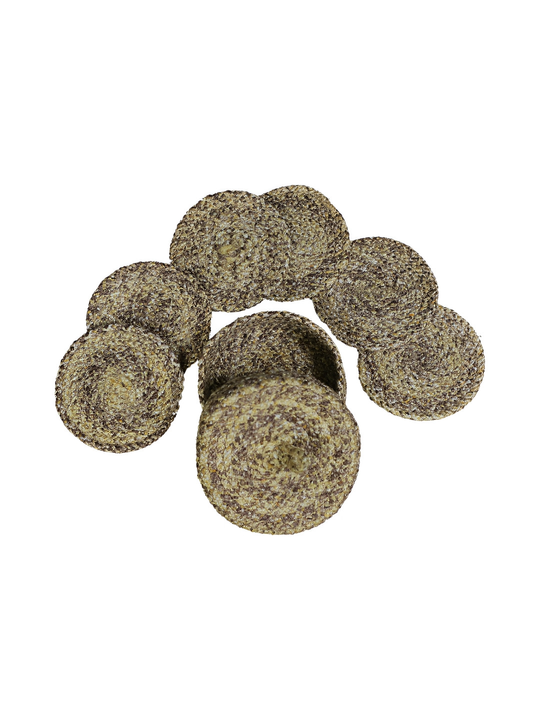 LADLI JEE Brown & Yellow 6 Pieces Textured Round Coasters  With Lid Basket