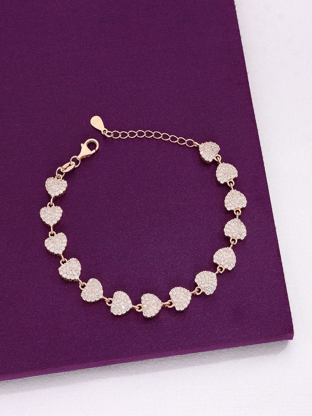 KAI JEWEL Women 92.5 Silver CZ-Stone Single Strand Crystal Rose Gold-Plated Link Bracelet