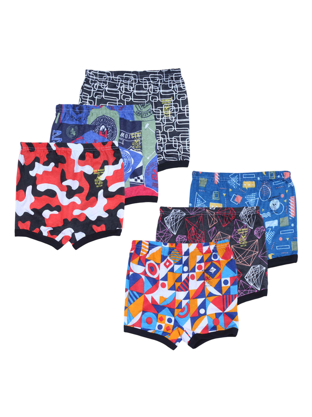 Kids Basket Boys Pack Of 6 Printed Cotton Basic Briefs M-BY-KBRAINBOW-DR-6PC