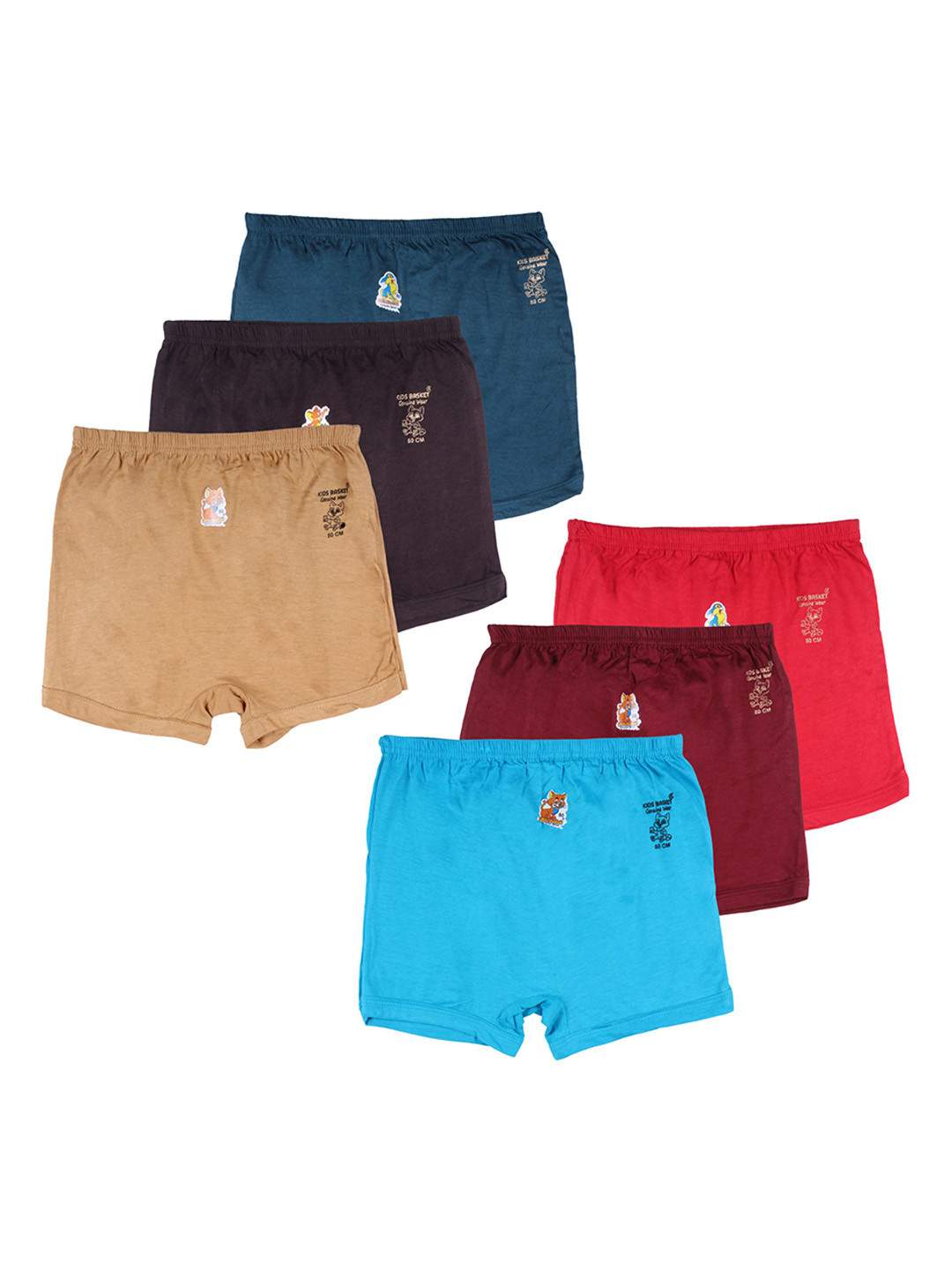 Kids Basket Boys Pack Of 6 Cotton Basic Briefs M-BY-KBPLAIN-DR-6PC