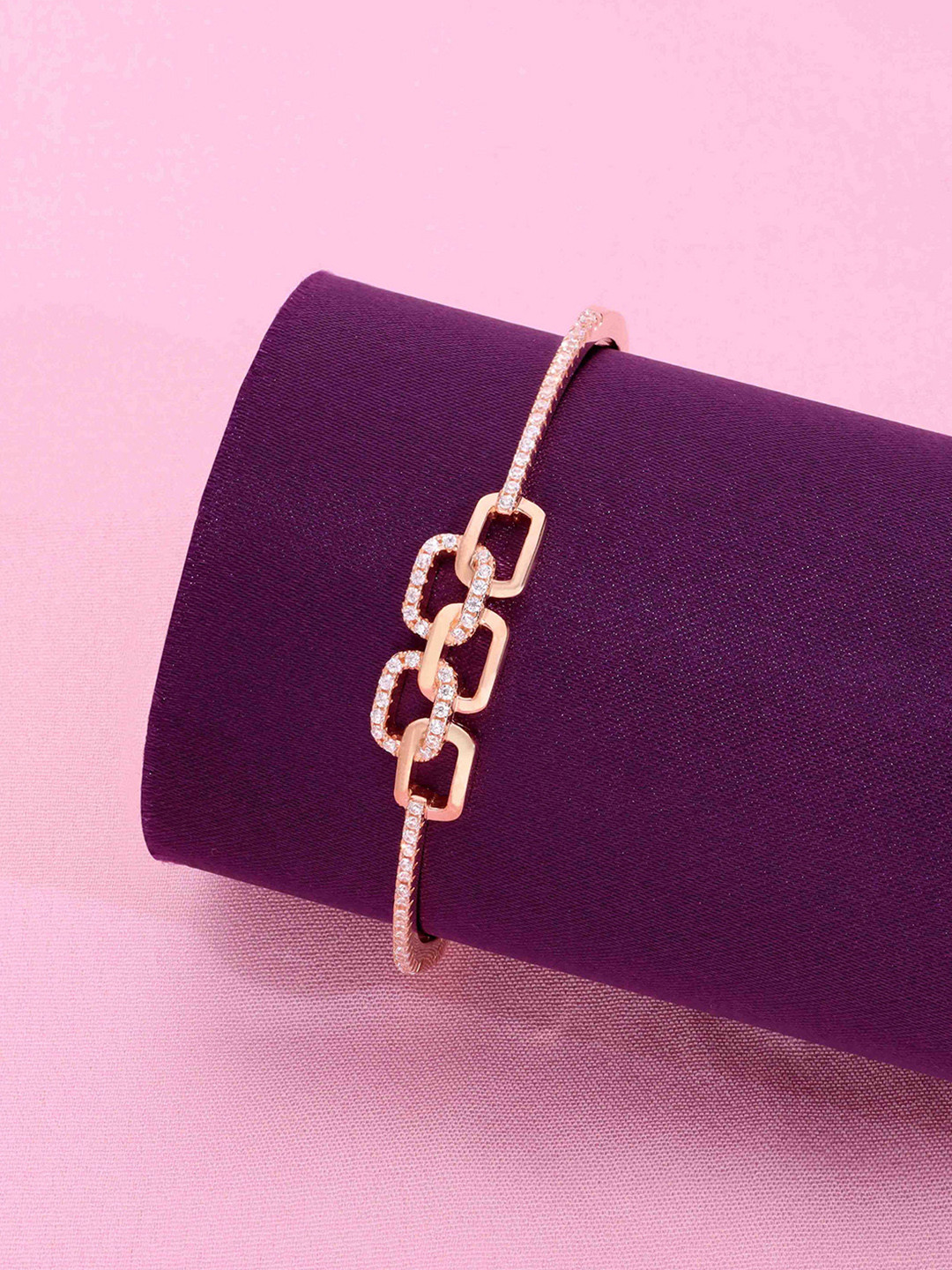 KAI JEWEL Sterling Silver Stunning Intertwined Chain Silver Bangle Bracelet