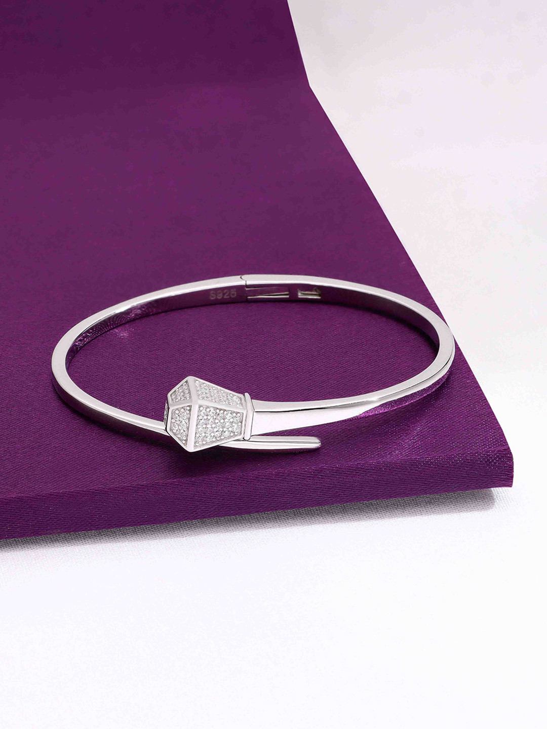 KAI JEWEL 925 Sterling Silver Epitome Zircon Silver Cuff Bracelet