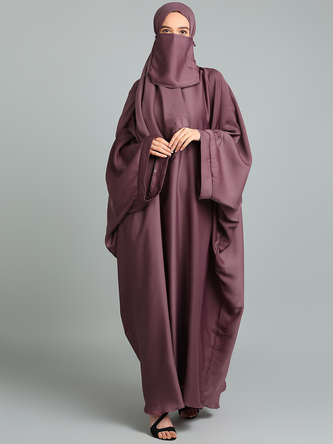 BROKE BRAND Round Neck Arabian Style Plain Kaftan Abaya
