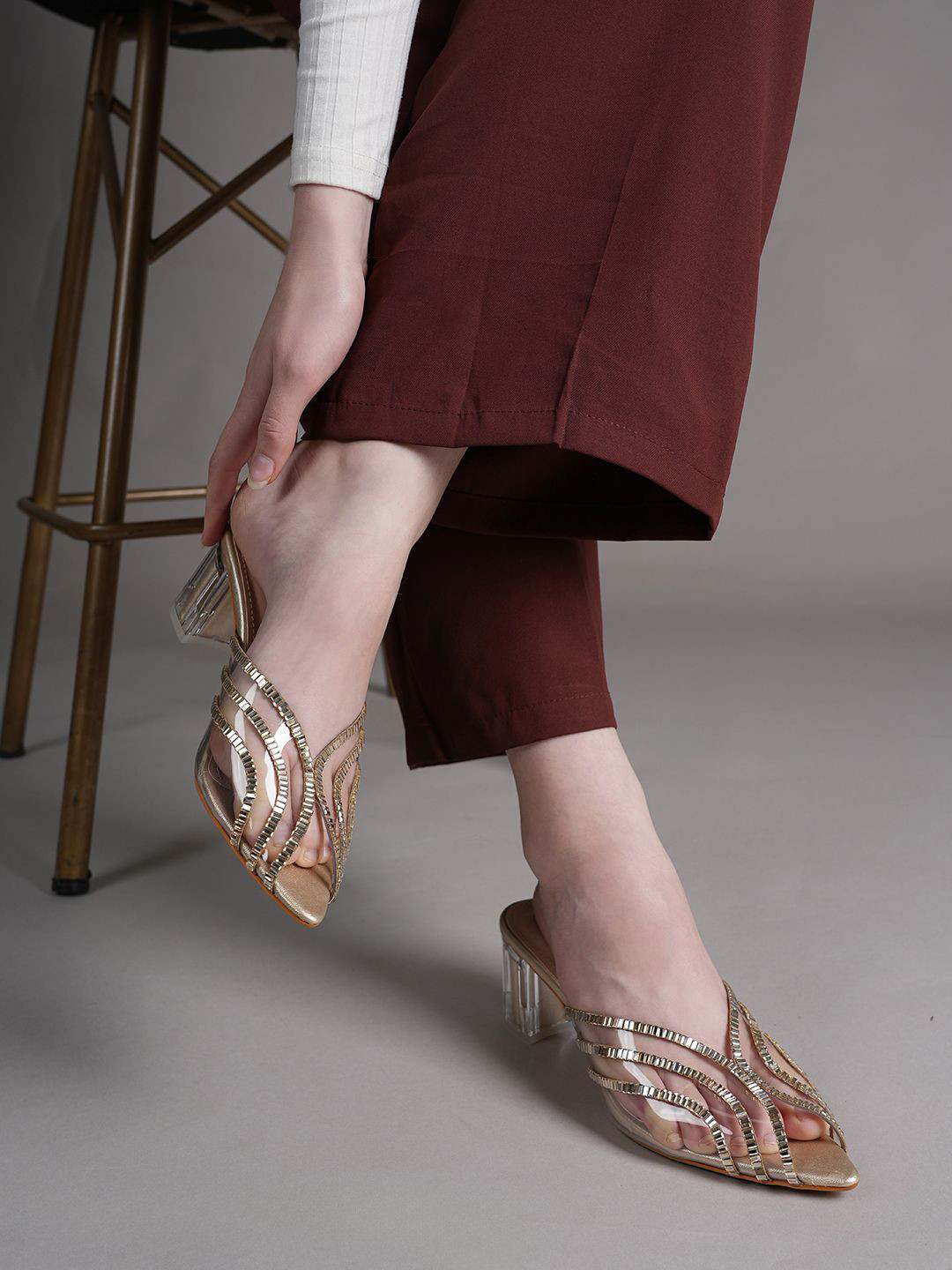 Lavie Wool Embellished Block Peep Toes