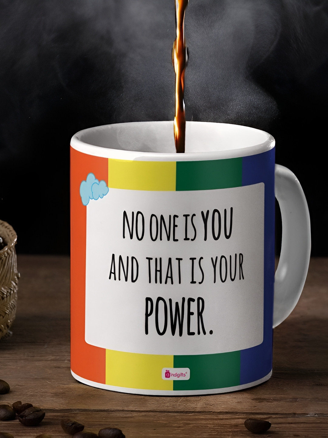 Indigifts Loveislove Mug & Loveislove Dessert Plate White Typography Ceramic Microwave Safe Mug-330ml