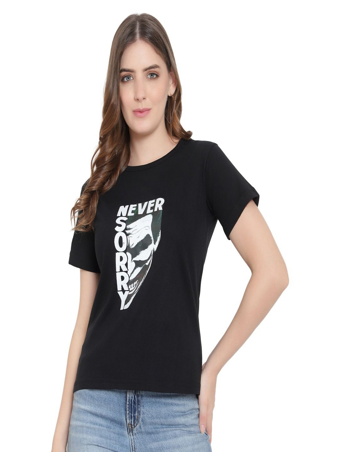 DEEPMAYRA COLLECTION Women Jocker Typography Printed Round Neck Cotton T-shirt