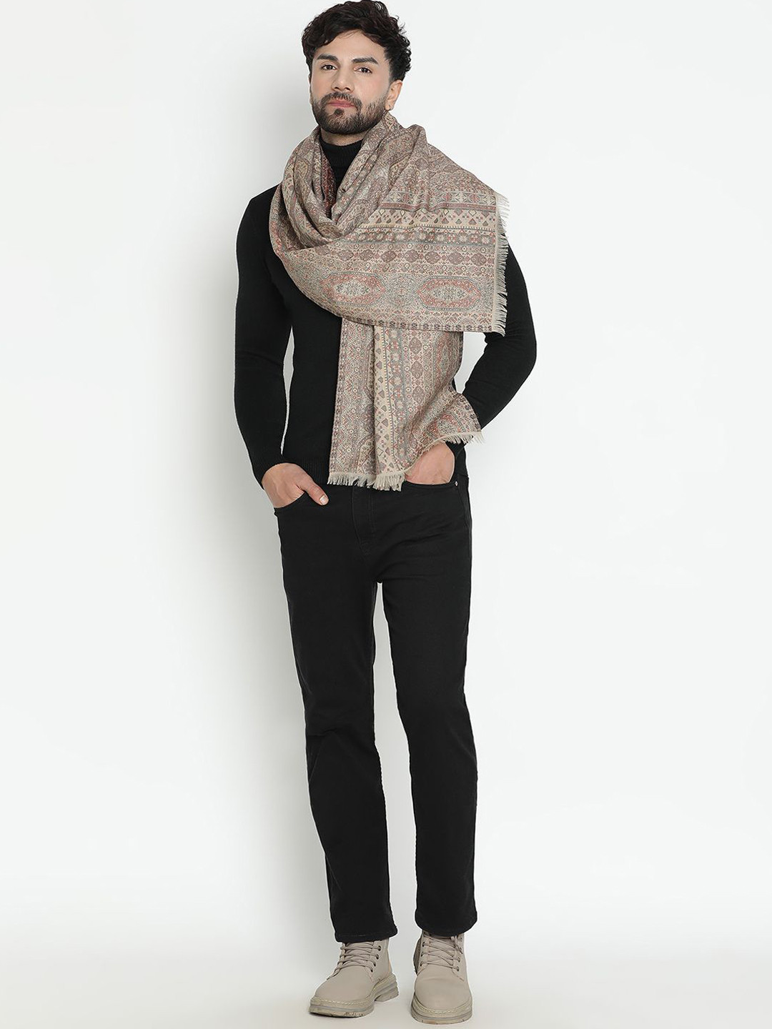 SHINGORA Men Patterned Merino Wool Mufflers