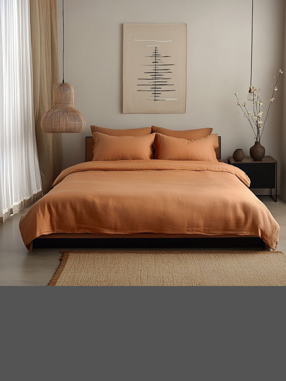 Zenalyaa Rust Cotton 400 TC King Superfine Bedsheet with 2 Pillow Covers-108 x 108 inches