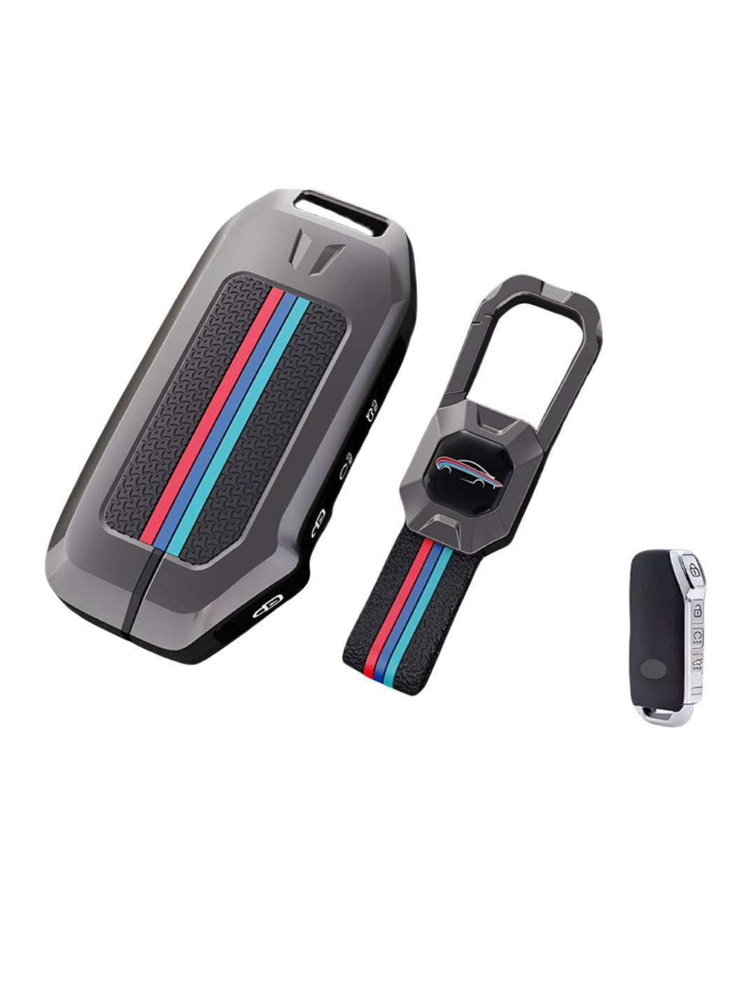 CONTACTS Metal Silicon KIA 4 Button Compatible Key Cover