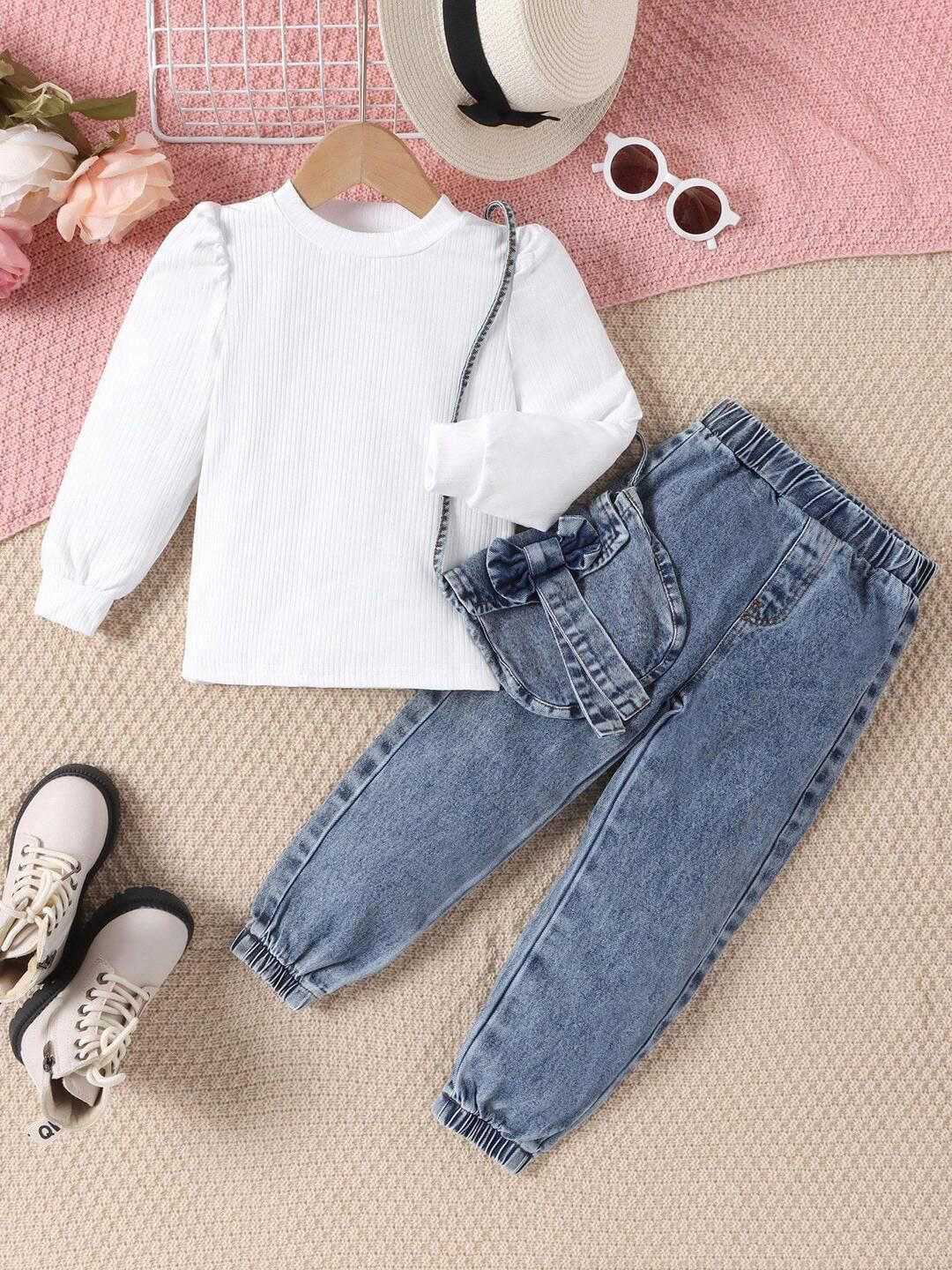 YK Girls Top & Joggers Clothing Set