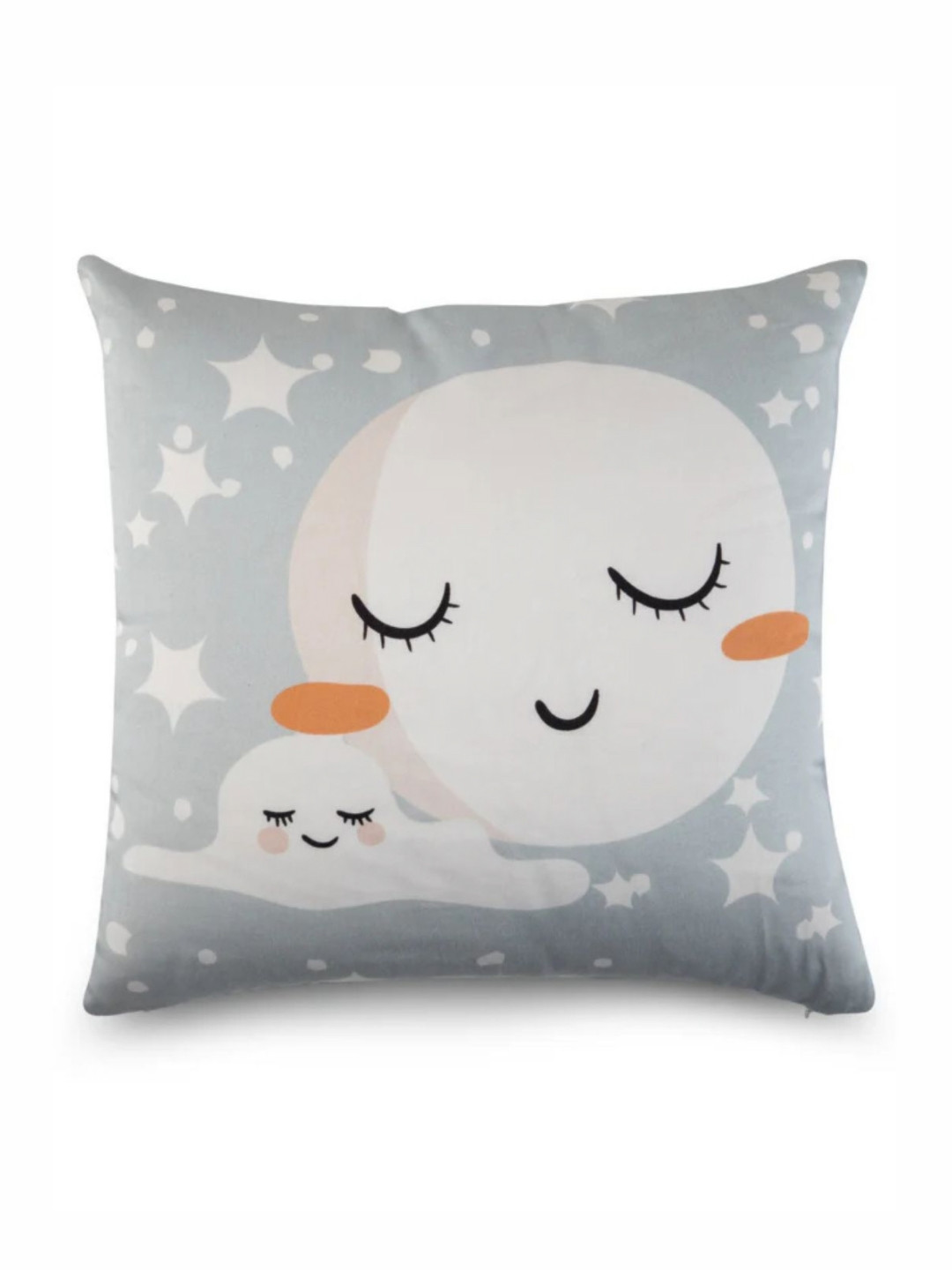 WAXWINGO Moon Kids Grey & White Cartoon Characters Square Cushion Cover