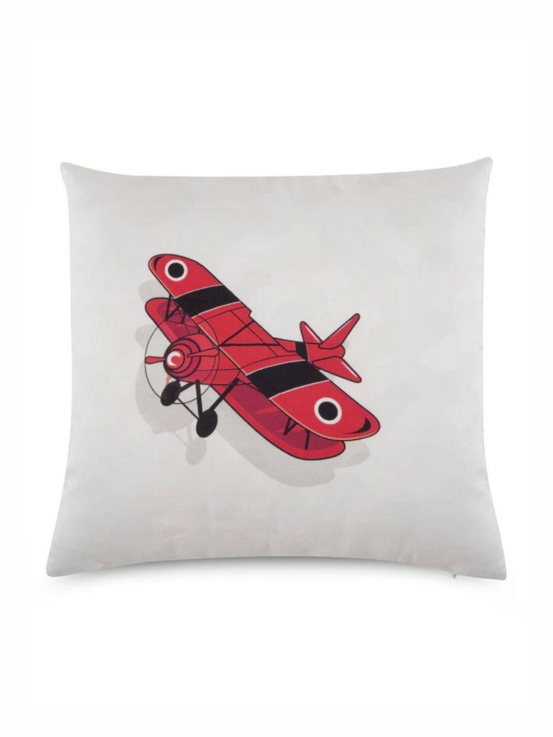WAXWINGO Flyhigh Kids White & Red Cartoon Characters Square Cushion Cover