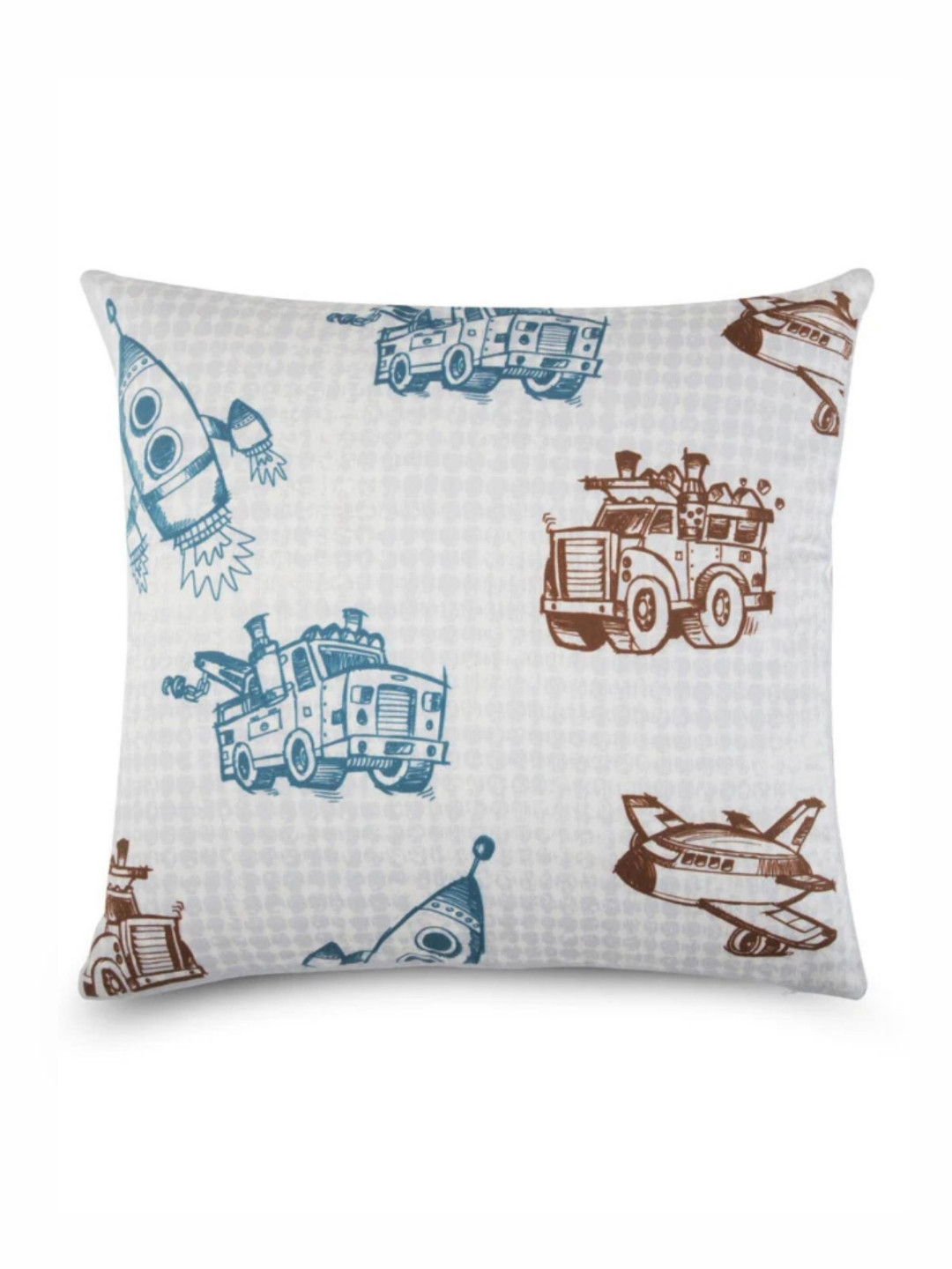 WAXWINGO White & Blue Cartoon Characters Square Cushion Covers