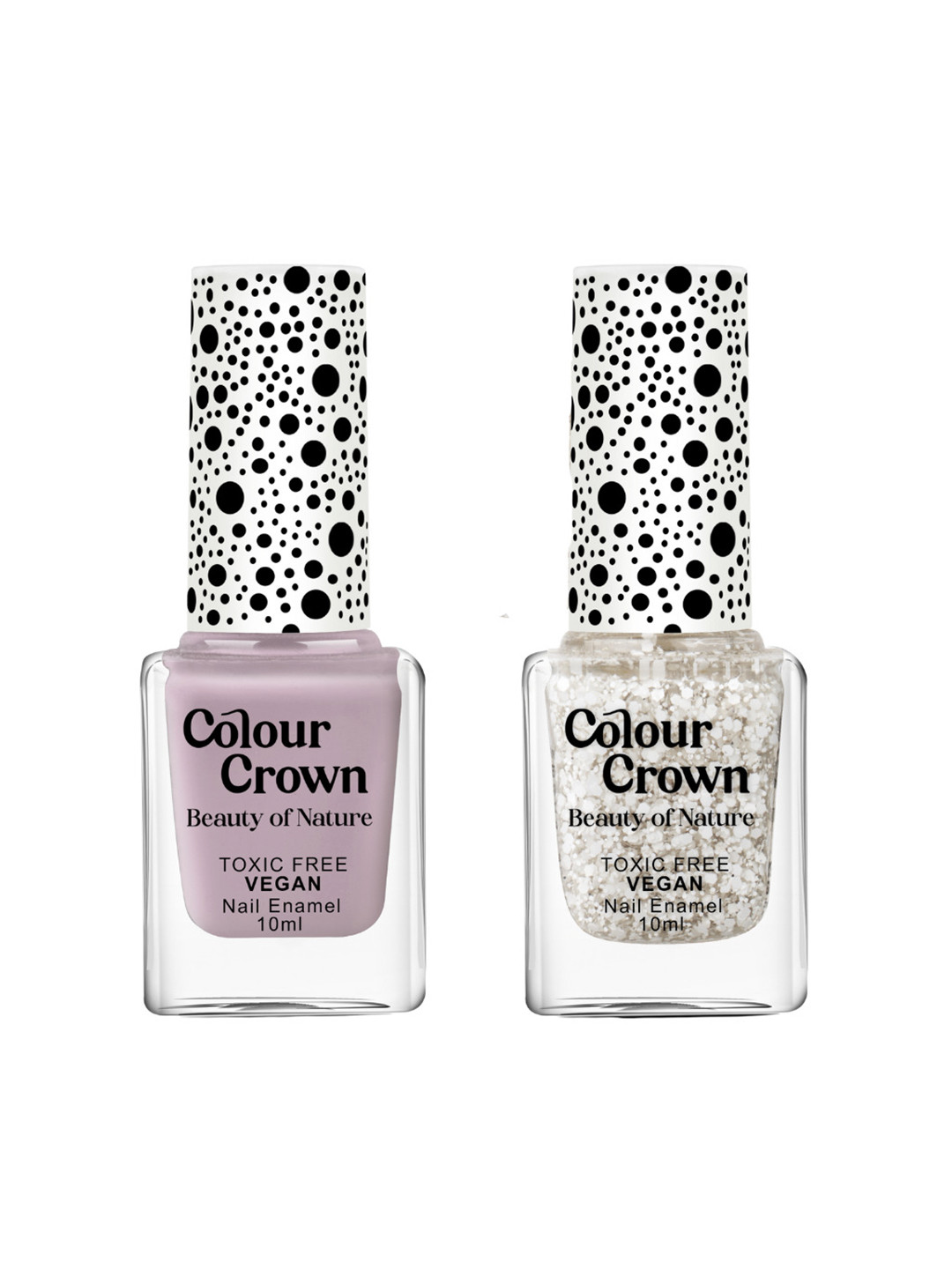 CROWN Beauty Of Nature Set Of 2 Longwear Nail Polish- 10 ml Each - Sugar Plum Sparkle