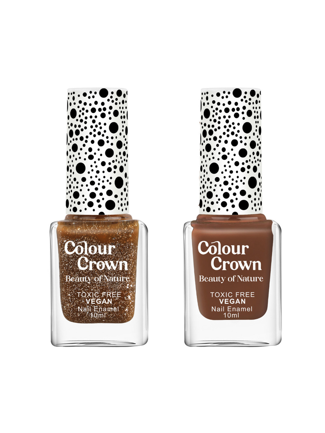 CROWN Beauty Of Nature Set Of 2 Longwear Nail Polish-10 ml Each- Espresso Spark Duo