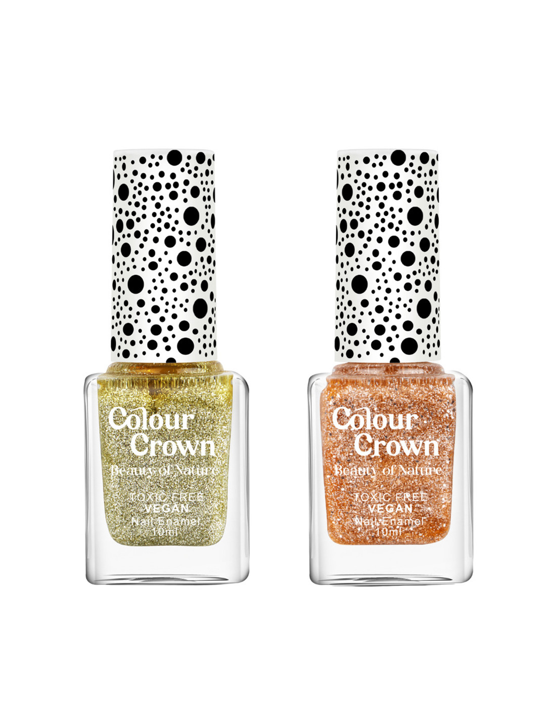 CROWN Beauty Of Nature Set Of 2 Longwear Nail Polish- 10 ml Each- Sunlight Spark
