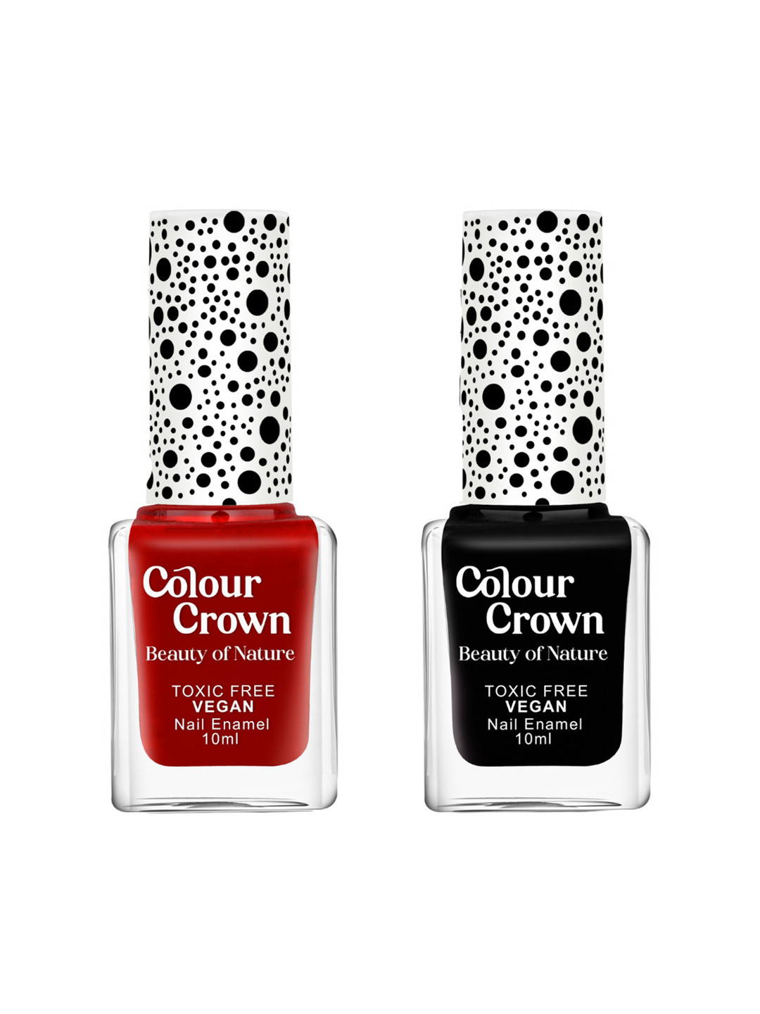 CROWN Beauty Of Nature Set Of 2 Long Wear Glossy Nail Polish- 10 ml Each - Crimson Night